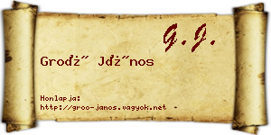 Groó János névjegykártya